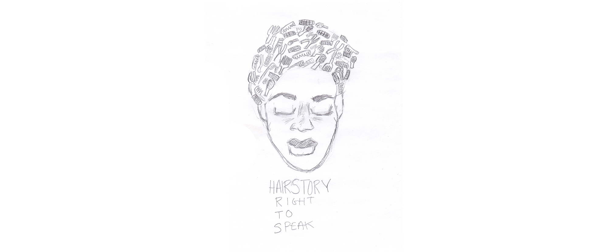 Concept sketch of a Black woman with hair tools forming an afro